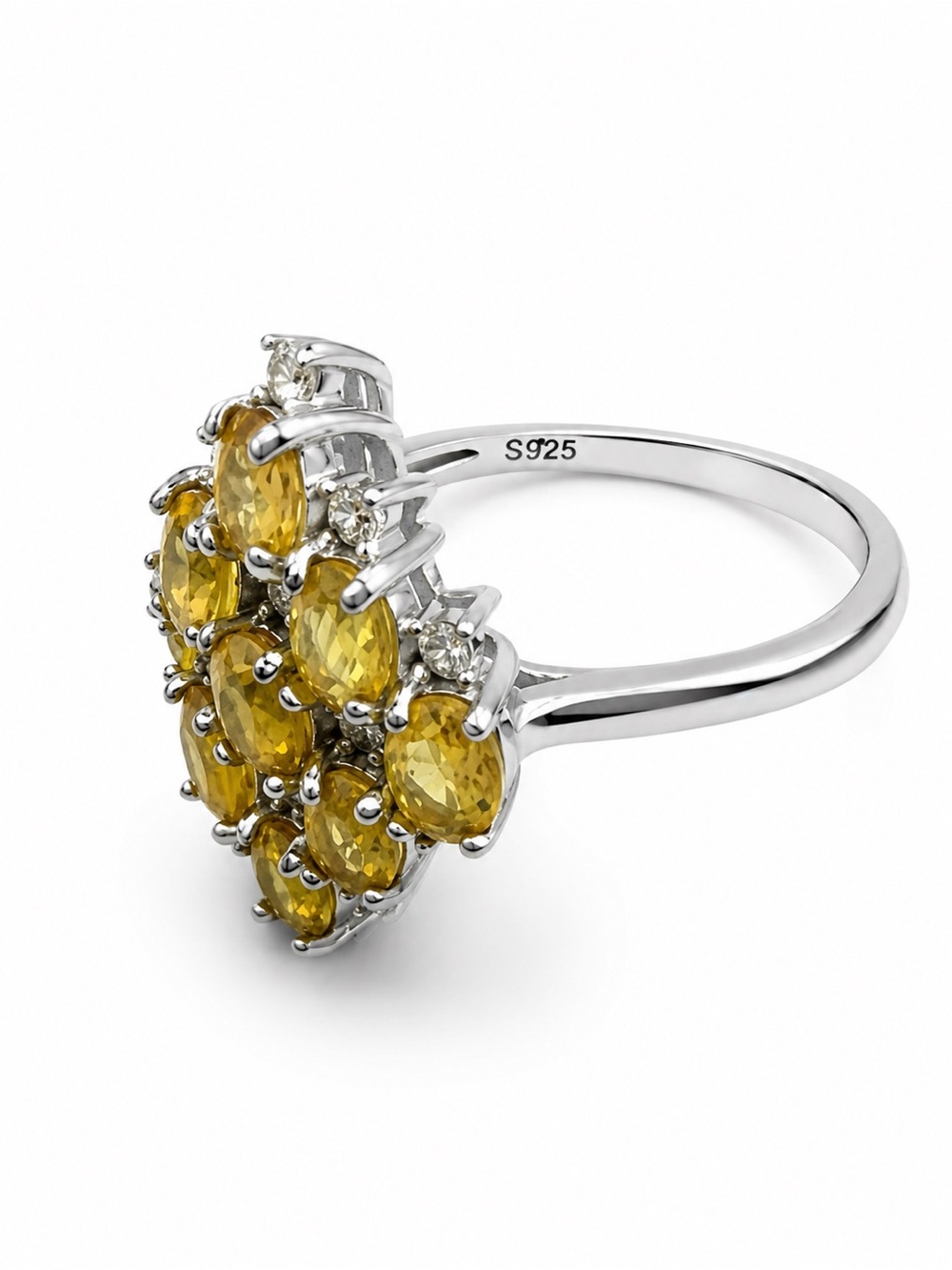 #R48 Citrine Diamond Cluster Ring - Picture 3 of 3